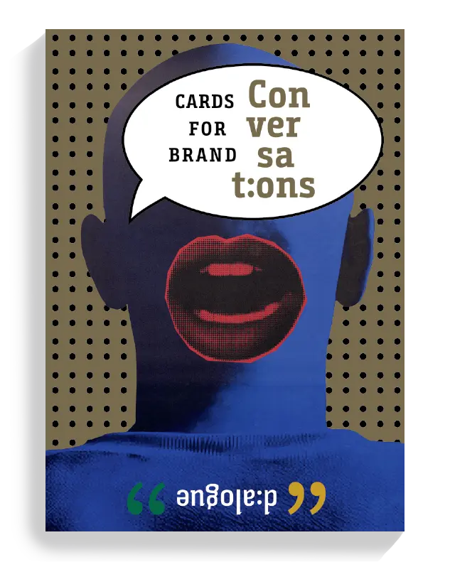 Abstract portrait with speech bubble graphic representing brand conversations and communication concepts